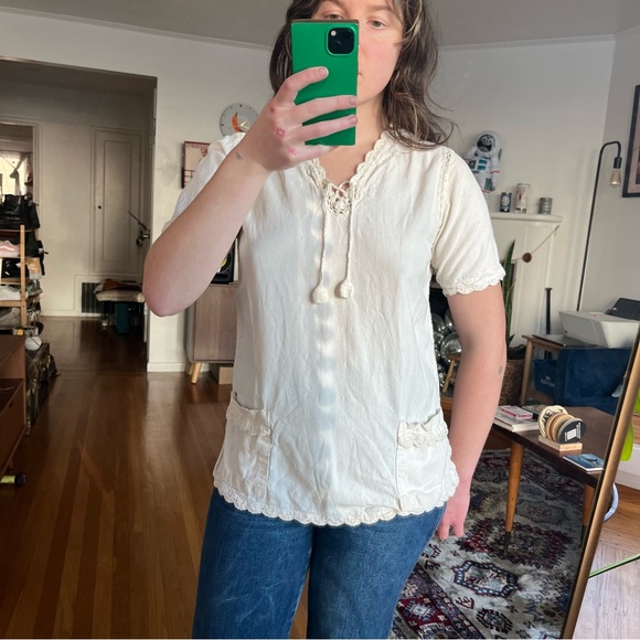 Vintage hand crocheted boho top - Picture 2 of 4